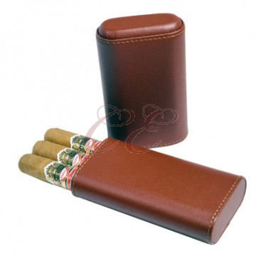 3 Finger Cigar Case Brown Cedar Lined