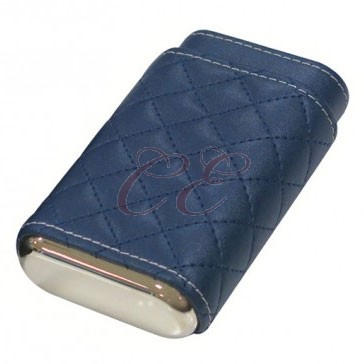 3 Finger Diamond Stitch Cigar Case Blue