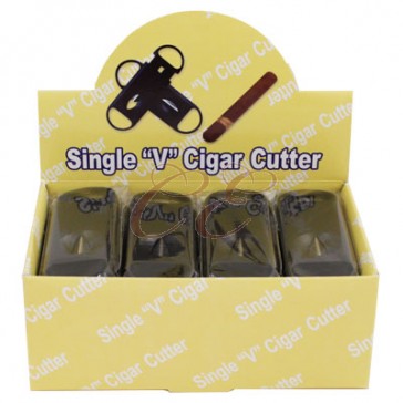 Black Plastic Single V Cigar Cutter Box 24