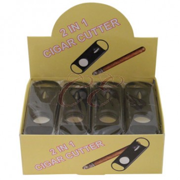 Black Plastic 2 in 1 Cigar Cutter Box 24