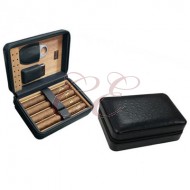 Manhattan 5 Cigar Case with Cigar Cutter and Lighter Black